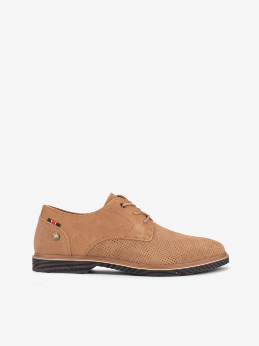 SAPATO DERBY EM CROUTE CAMURÇA MICRO PERFURADO DE ATACADOR