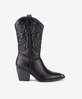 BOTA DE TACÃO ESTILO TEXANA COM CANOS BORDADOS