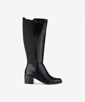 BOTA ALTA DE TACÃO COM PEÇA ELÁSTICA ATRÁS E FECHO INTERIOR - PRETO, 37