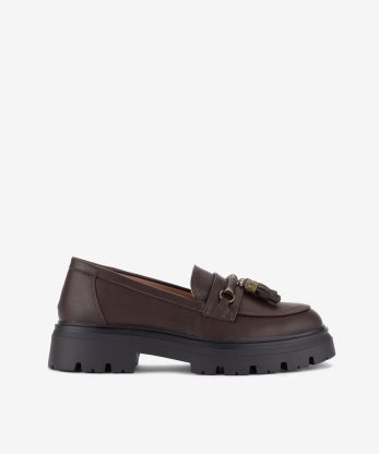 SAPATO LOAFER COM BERLOQUES - CASTANHO, 38