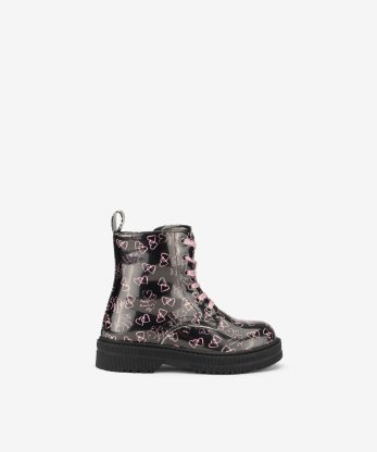 BOTA ESTILO MILITAR EM VERNIZ ESTAMPADO