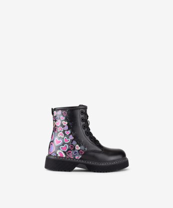 BOTA ESTILO MILITAR EM VERNIZ ESTAMPADO