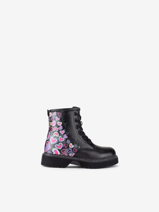 BOTA ESTILO MILITAR EM VERNIZ ESTAMPADO