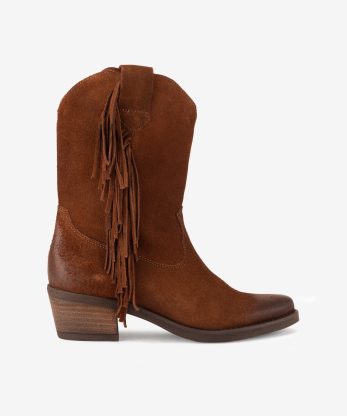 BOTA TEXANA EM CROUTE COM FRANJAS