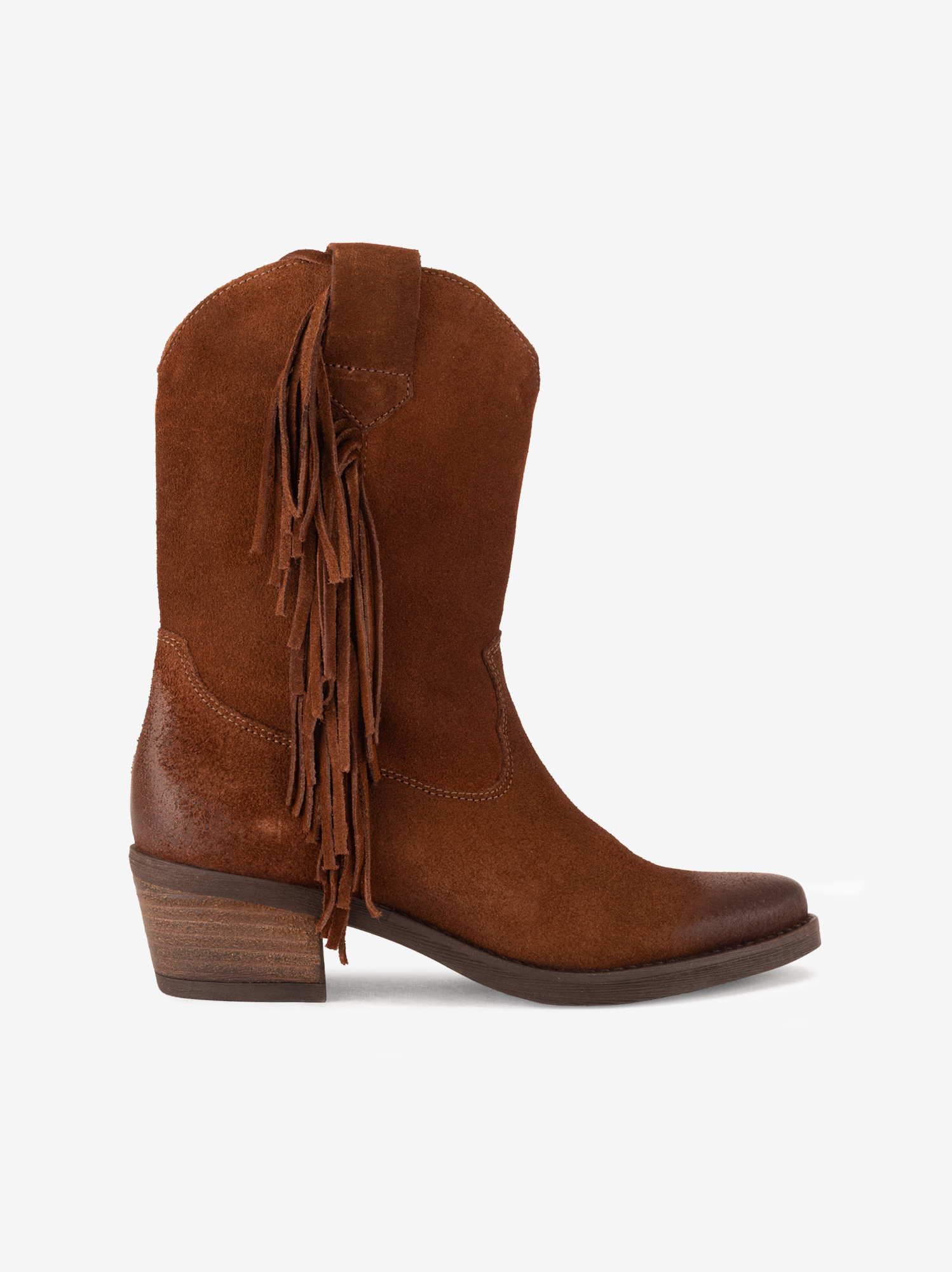 BOTA TEXANA EM CROUTE COM FRANJAS