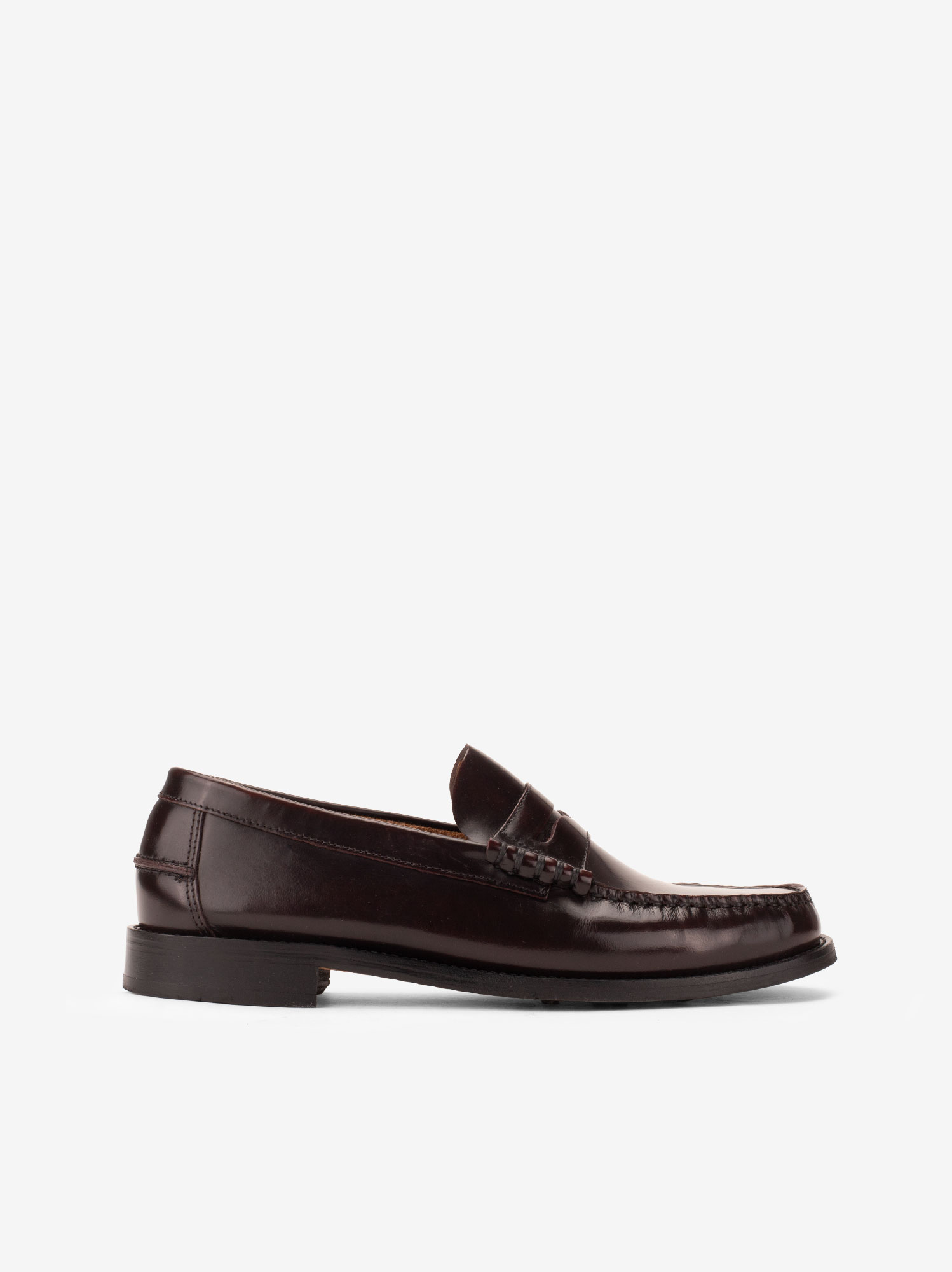 SAPATO PENNY LOAFER TOSCANINI EM PELE POLIDA COM SOLA DE COURO
