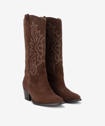 Alternative view of BOTA DE TACÃO ESTILO TEXANA EM CROUTE CAMURÇA COM BORDADOS