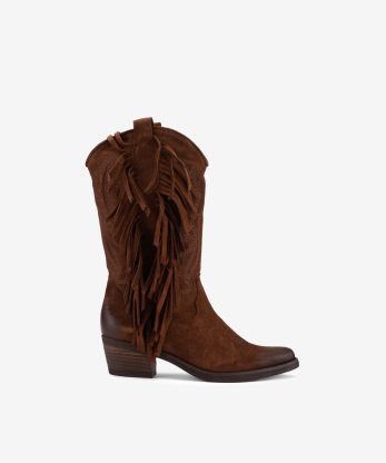 BOTA TEXANA EM CROUTE COM FRANJAS