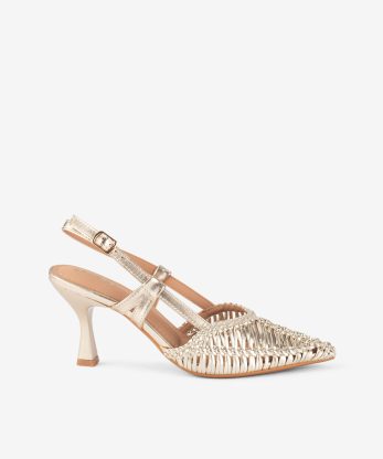 SAPATO SLING BACK METALIZADO