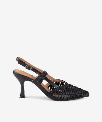 SAPATO SLING BACK EFEITO PELE - PRETO, 37