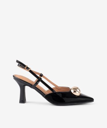 SAPATO SLING BACK EFEITO PELE VERNIZ