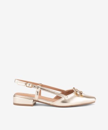 SANDÁLIA SLING BACK DE TACÃO EFEITO PELE