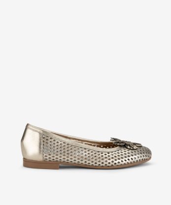 SAPATO FLAT EM PELE METALIZADA