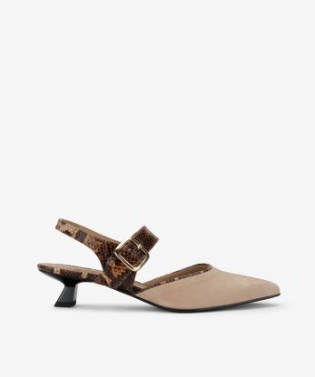 SAPATO SLING BACK EM PELE CAMURÇA