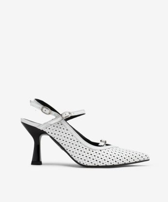 SAPATO SLING BACK EM PELE PERFURADO