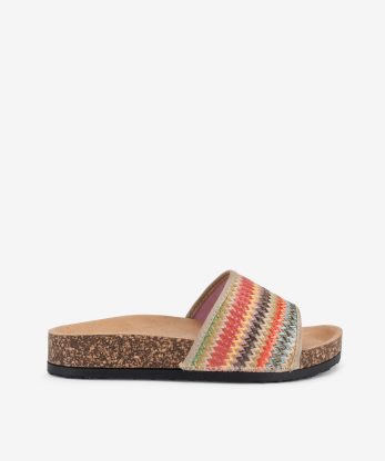 SANDÁLIA MULE EM RÁFIA MULTICOLOR EM PALMILHA ANATÓMICA