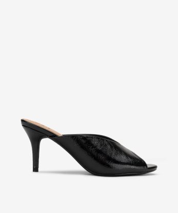 SANDÁLIA MULE PEEP TOE DE SALTO - PRETO, 39