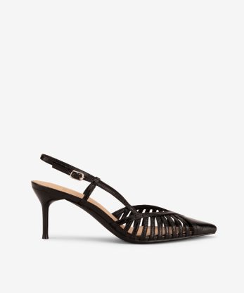 SAPATO SLING BACK DE SALTO METALIZADO - PRETO, 37
