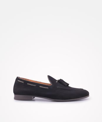 SAPATO RASO LOAFER EM CROUTE CAMURÇA SOFT COM BERLOQUES ENTRANÇADOS
