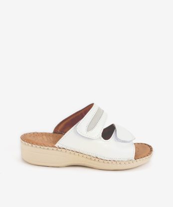 CHINELO SIDEFLEX EM PELE DE DUPLO VELCRO AJUSTÁVEL COM PALMILHA E SOLA CONFORTO