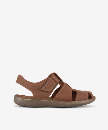 SANDÁLIA FECHADA SOFT WALK DE VELCRO EM PELE COM SOLA CONFORTO