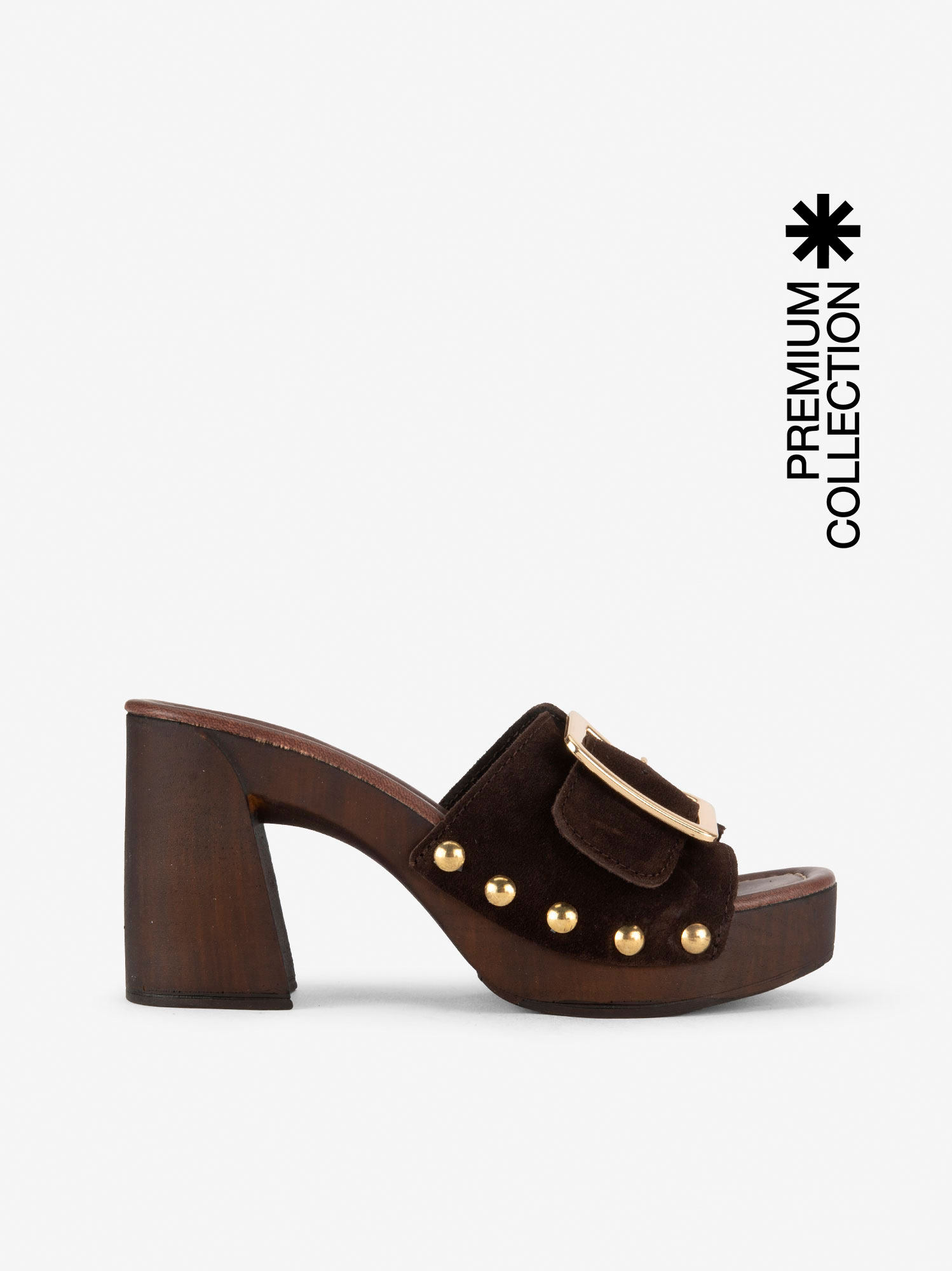 SANDÁLIA MULE EM CROUTE COM TACHAS