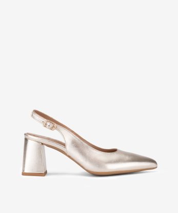 SAPATO SLING BACK DE TACÃO EM PELE