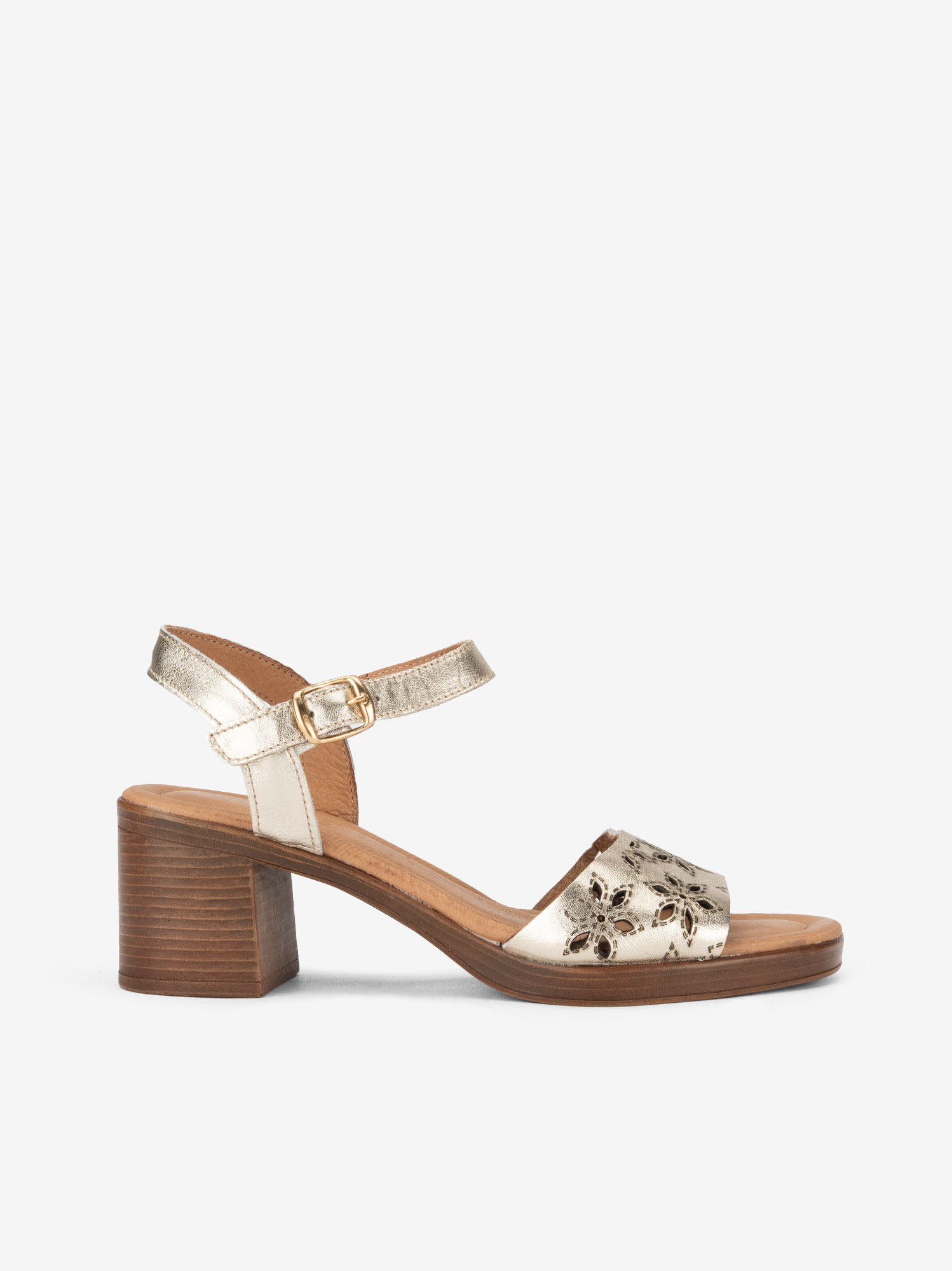 SANDÁLIA DE TACÃO EM PELE