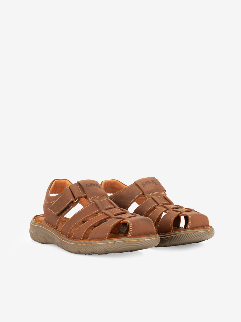 SANDÁLIA SOFT WALK FECHADA EM PELE DE VELCRO COM SOLA CONFORTO - Image 2