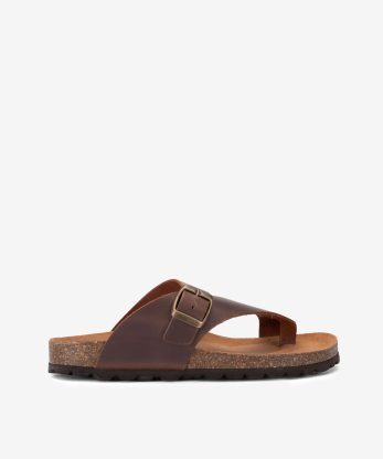 CHINELO INDIGO BAY DE DEDO EM PELE VINTAGE DE FIVELA COM PALMILHA BIO