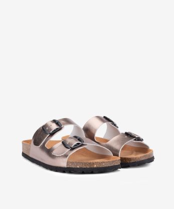 Alternative view of CHINELO INDIGO BAY EM PELE METALIZADA COM DUPLA FIVELA E PALMILHA BIO