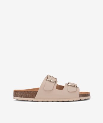 CHINELO INDIGO BAY  EM PELE VINTAGE COM DUPLA FIVELA E PALMILHA BIO - TAUPE, 39
