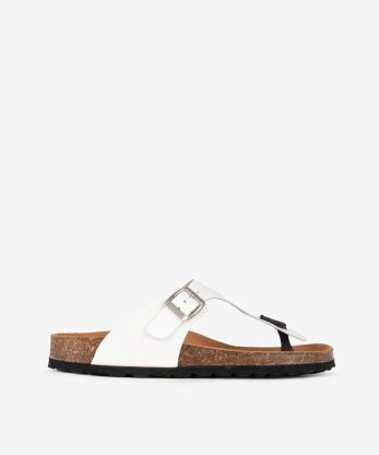 CHINELO DE DEDO EM PELE INDIGO BAY COM FIVELA E PALMILHA BIO - BRANCO, 37