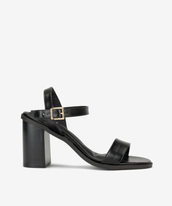 SANDÁLIA DE TACÃO DE FIVELA - PRETO, 37
