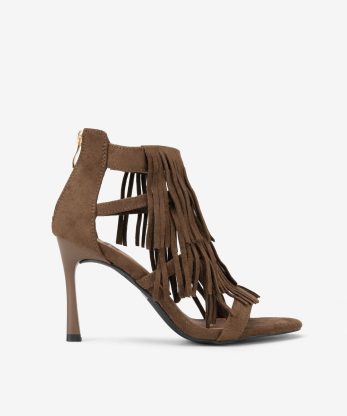 SANDÁLIA DE SALTO COM FRANJAS