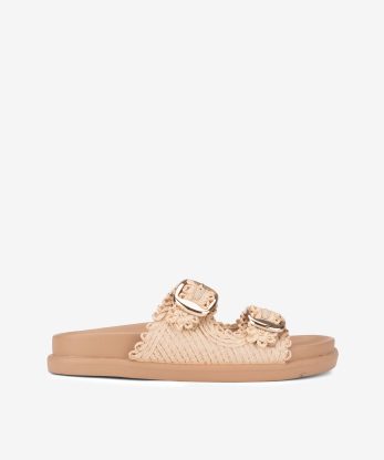 CHINELO DE DUPLA FIVELA EM RÁFIA