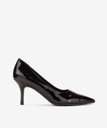 SAPATO PUMP DE SALTO EM VERNIZ COM FORMA PONTIAGUDA - PRETO, 39