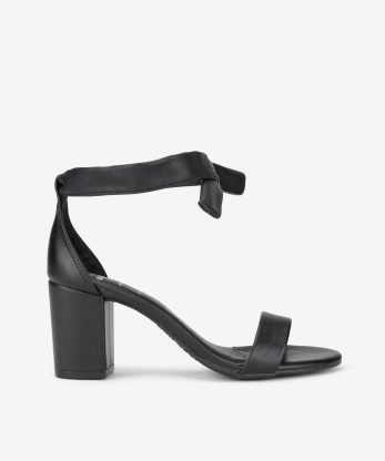 SANDÁLIA DE TACÃO ALTO EFEITO PELE - PRETO, 37