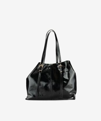 MALA SHOPPER DE OMBRO EFEITO PELE COM DETALHES DE FIVELAS METÁLICAS