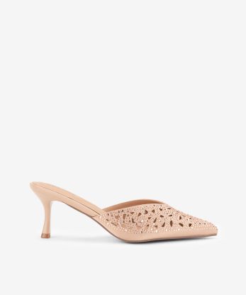 SAPATO MULE DE SALTO COM CRISTAIS