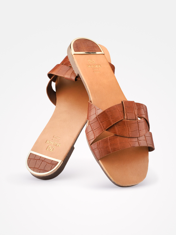 SANDÁLIA RASA COM TIRAS CRUZADAS ESTAMPADAS - Image 8