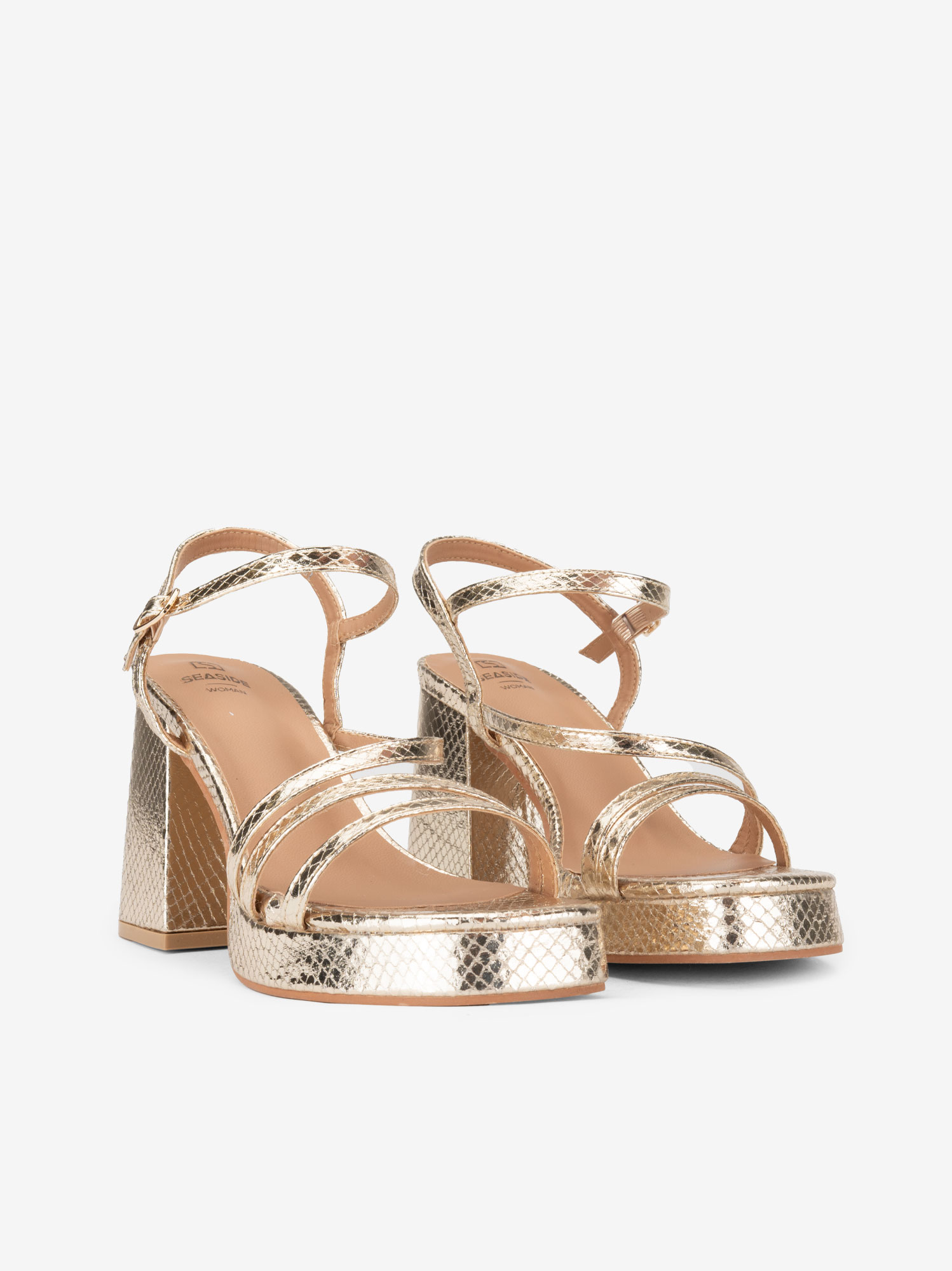 SANDÁLIA DE TACÃO METALIZADA ESTAMPADA - Image 2
