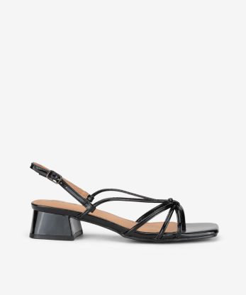 SANDÁLIA DE TACÃO EFEITO PELE - PRETO, 38