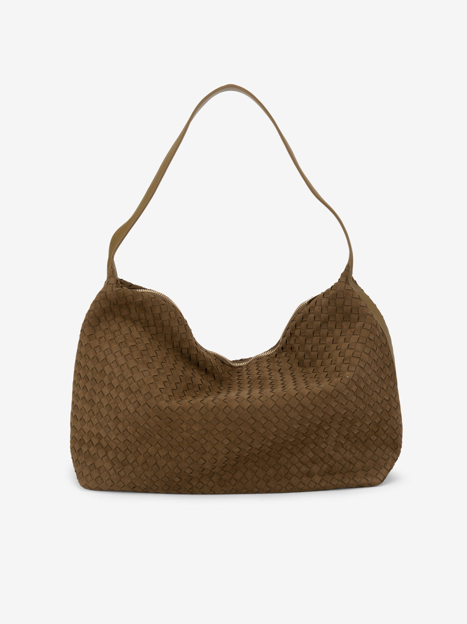 MALA HOBO EM CAMURÇA TÊXTIL ENTRANÇADA COM ALÇA DE OMBRO - Image 3